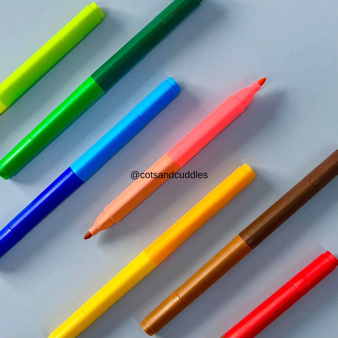 2 in 1, 36 Colours Twin Water-Based Colour Marker 18pcs - Image 3