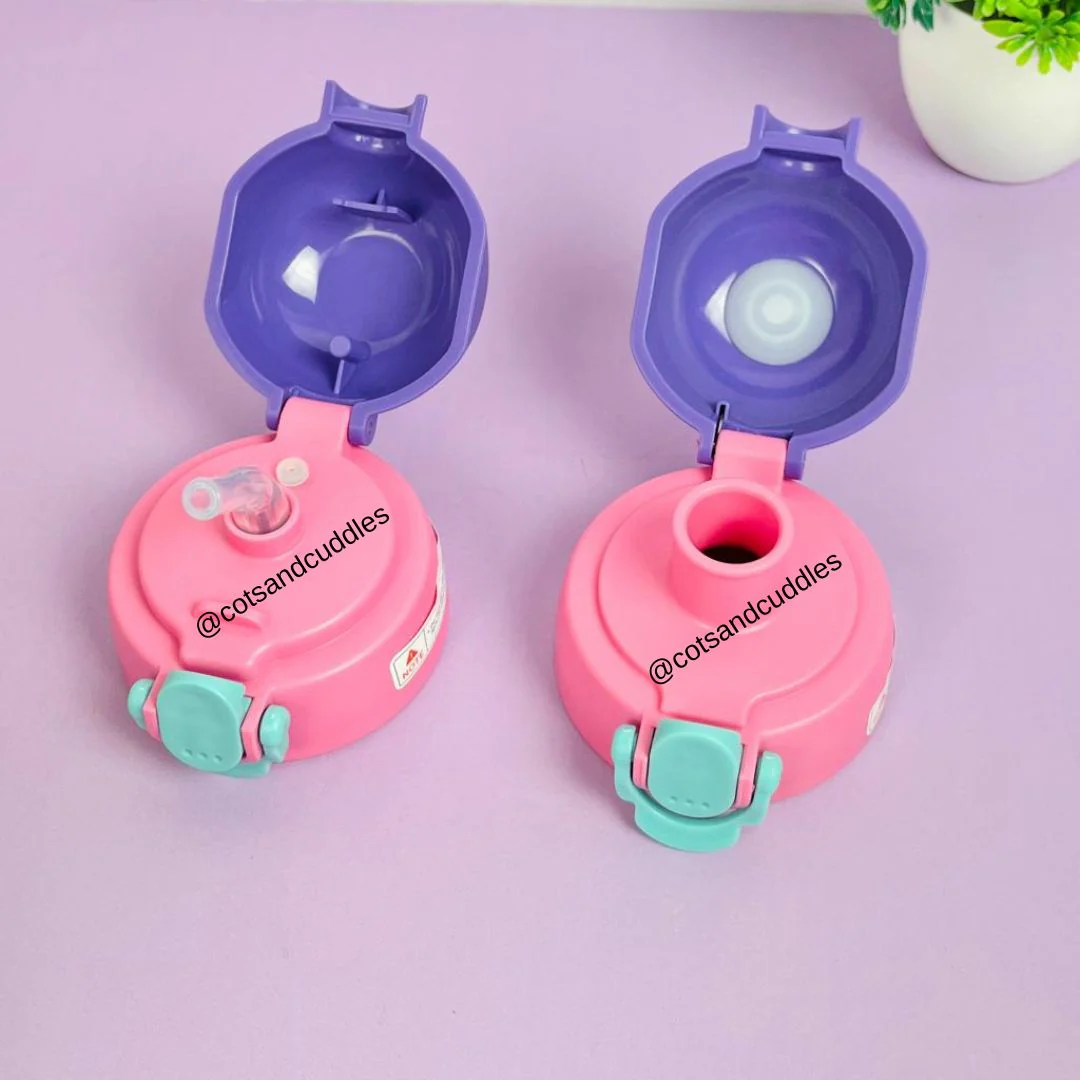 Double Cap Unicorn Stainless Steel Water Bottle - 450ml - Image 4