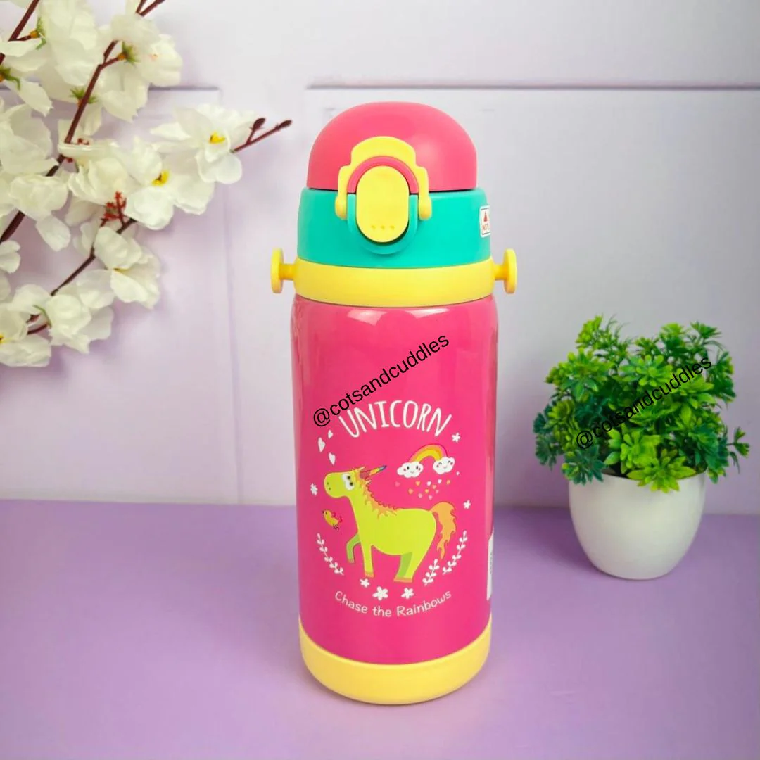 Double Cap Unicorn Stainless Steel Water Bottle - 450ml - Image 5