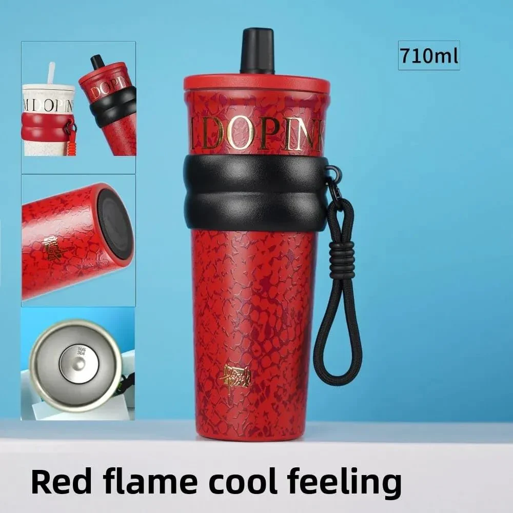 710ml Insulated Stainless Steel Sipper Tumbler | Leakproof Bottle with Carry Loop for Women & Girls - Image 10
