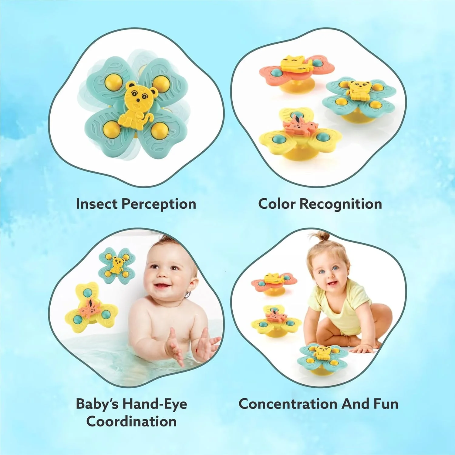 Animal Design Silicone Suction Cup Spinner Fidget Bath Toys for Kids 3pc (Pack of 5/10)(Prepaid Only) - Image 7