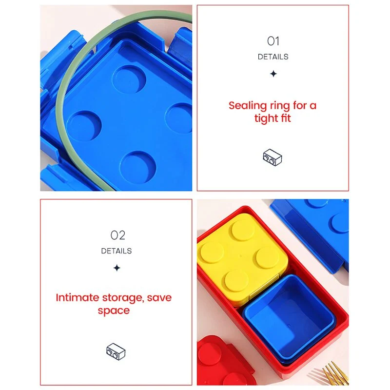 Blocks Design 800ml BPA Free Leak-Proof Lunch Box with 250ml 2 Container - Image 3