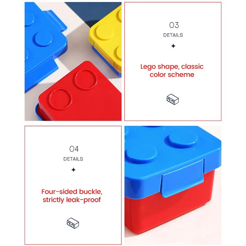 Blocks Design 800ml BPA Free Leak-Proof Lunch Box with 250ml 2 Container - Image 4