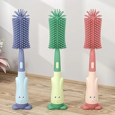 Bottle Brush Set 3-in-1 Silicone Cleaning brush for Kids Baby Bottle (Random Color) - Image 12