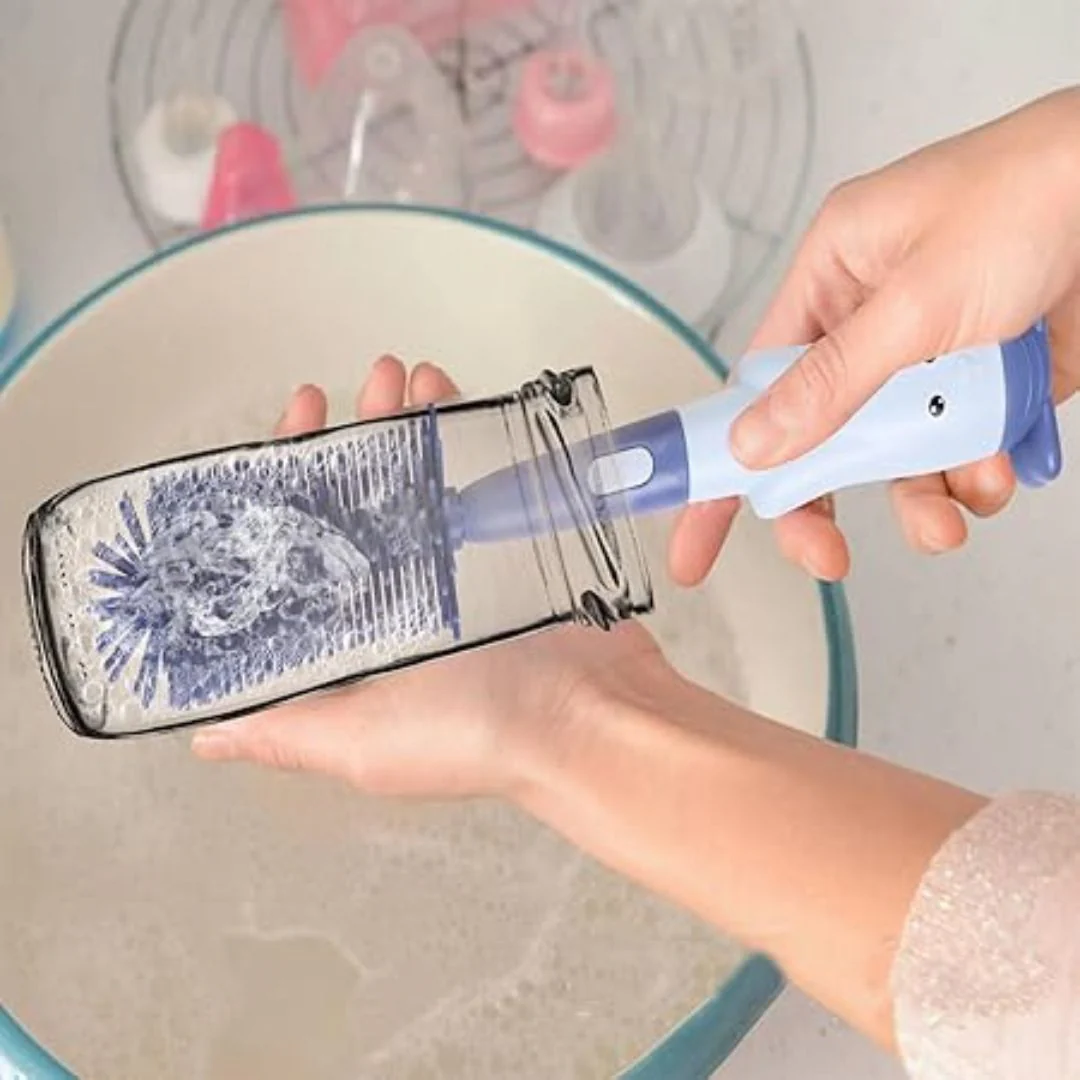 Bottle Brush Set 3-in-1 Silicone Cleaning brush for Kids Baby Bottle (Random Color) - Image 3
