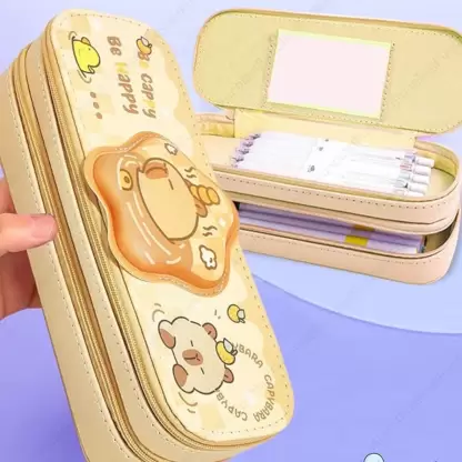 Capybara Double Layer Pencil Pouch for Kids - Image 3