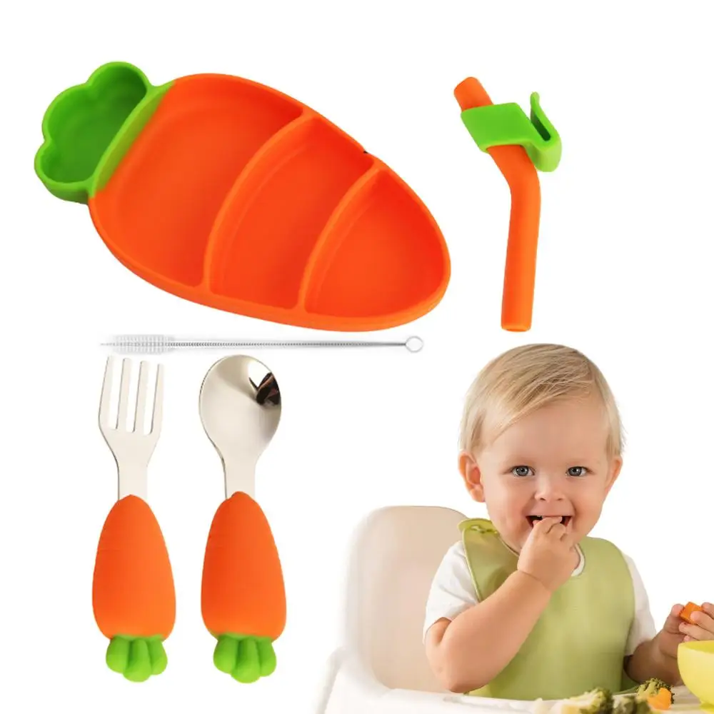 Carrot Theme Silicone Dinner Plate Set for Kids - Image 11