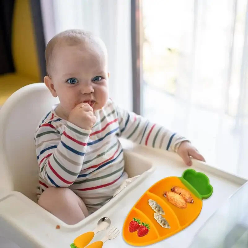 Carrot Theme Silicone Dinner Plate Set for Kids - Image 4