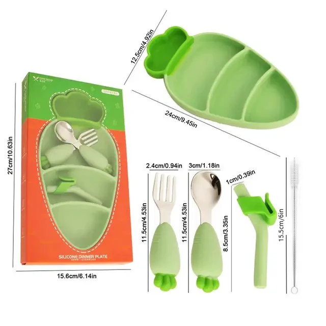 Carrot Theme Silicone Dinner Plate Set for Kids - Image 6