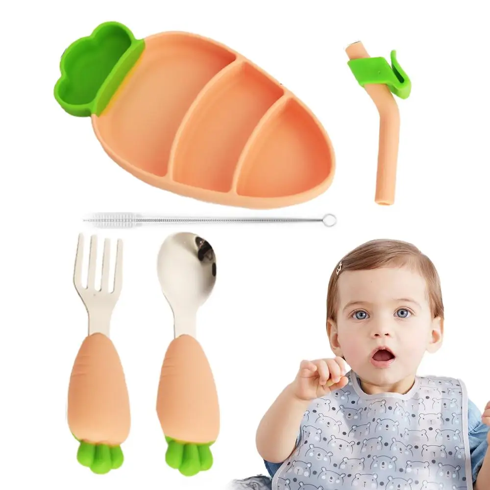 Carrot Theme Silicone Dinner Plate Set for Kids - Image 8