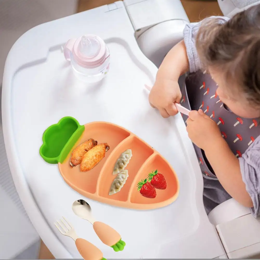 Carrot Theme Silicone Dinner Plate Set for Kids - Image 9