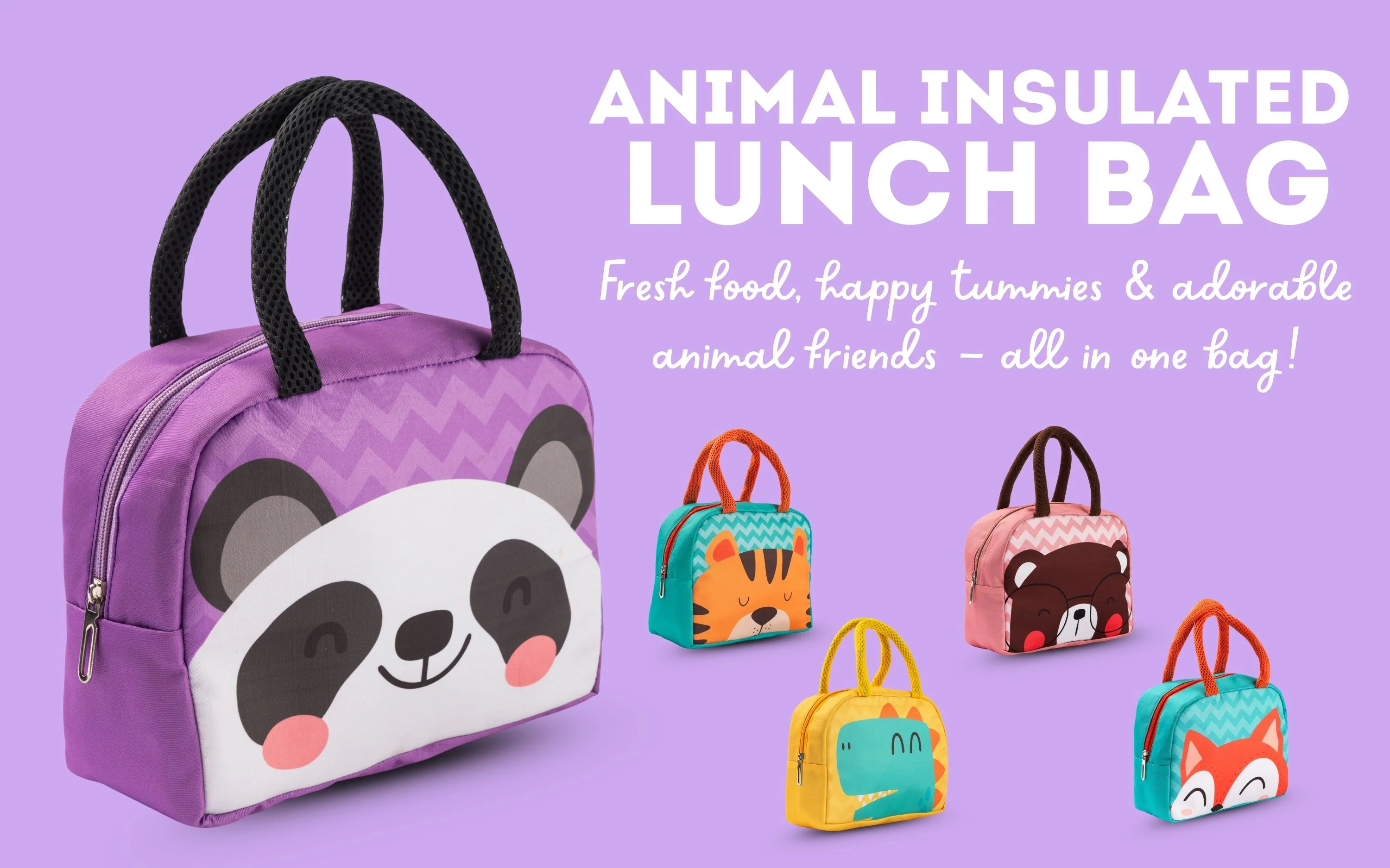 Children’s Cartoon Animal Insulated Lunch Box Bag (Pack Of 5/10) - Image 3