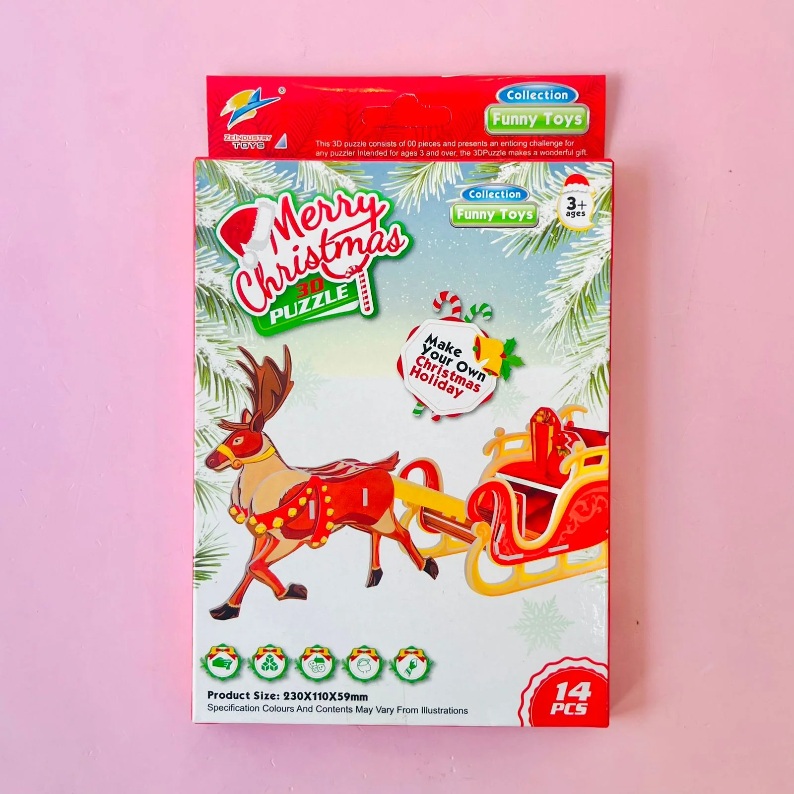 Christmas Theme 3D Puzzle Craft Toy for Kids (random 1pc) - Image 3