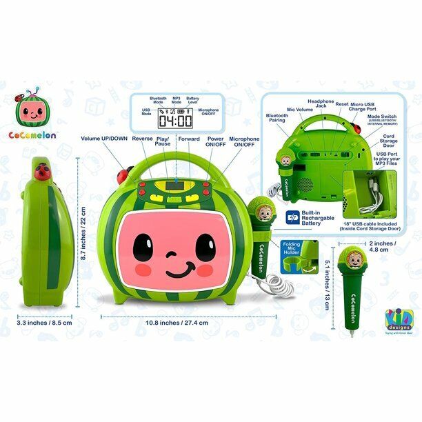 Cocomelon Karaoke Machine with Wired Microphone - Image 7