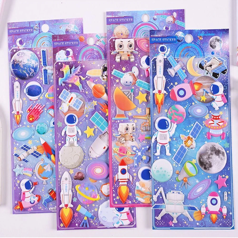 Adorable Space/Dino/Construction Vehicle Design Puffy Sticker for Kids 1pc - Image 17