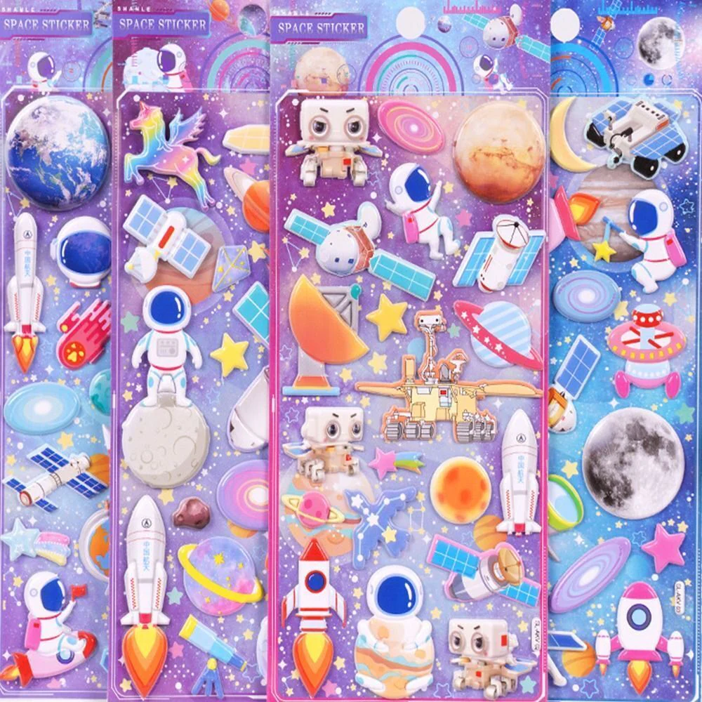 Adorable Space/Dino/Construction Vehicle Design Puffy Sticker for Kids 1pc - Image 19