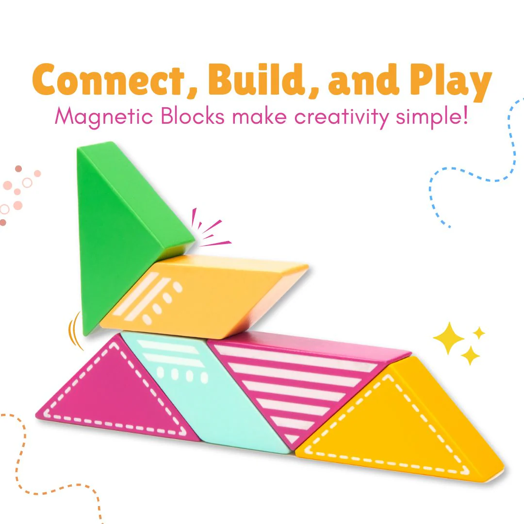 Cots and Cuddles 6pc Plane Design Magnetic Blocks Toy for Kids - Image 2