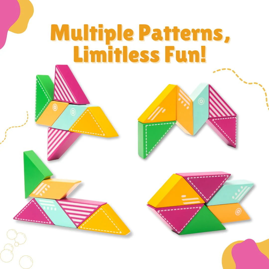 Cots and Cuddles 6pc Plane Design Magnetic Blocks Toy for Kids - Image 5