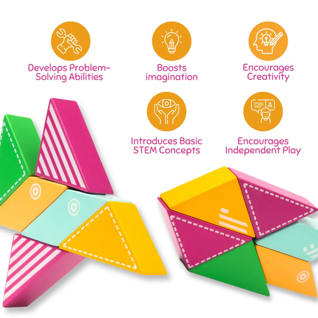 Cots and Cuddles 6pc Plane Design Magnetic Blocks Toy for Kids - Image 6