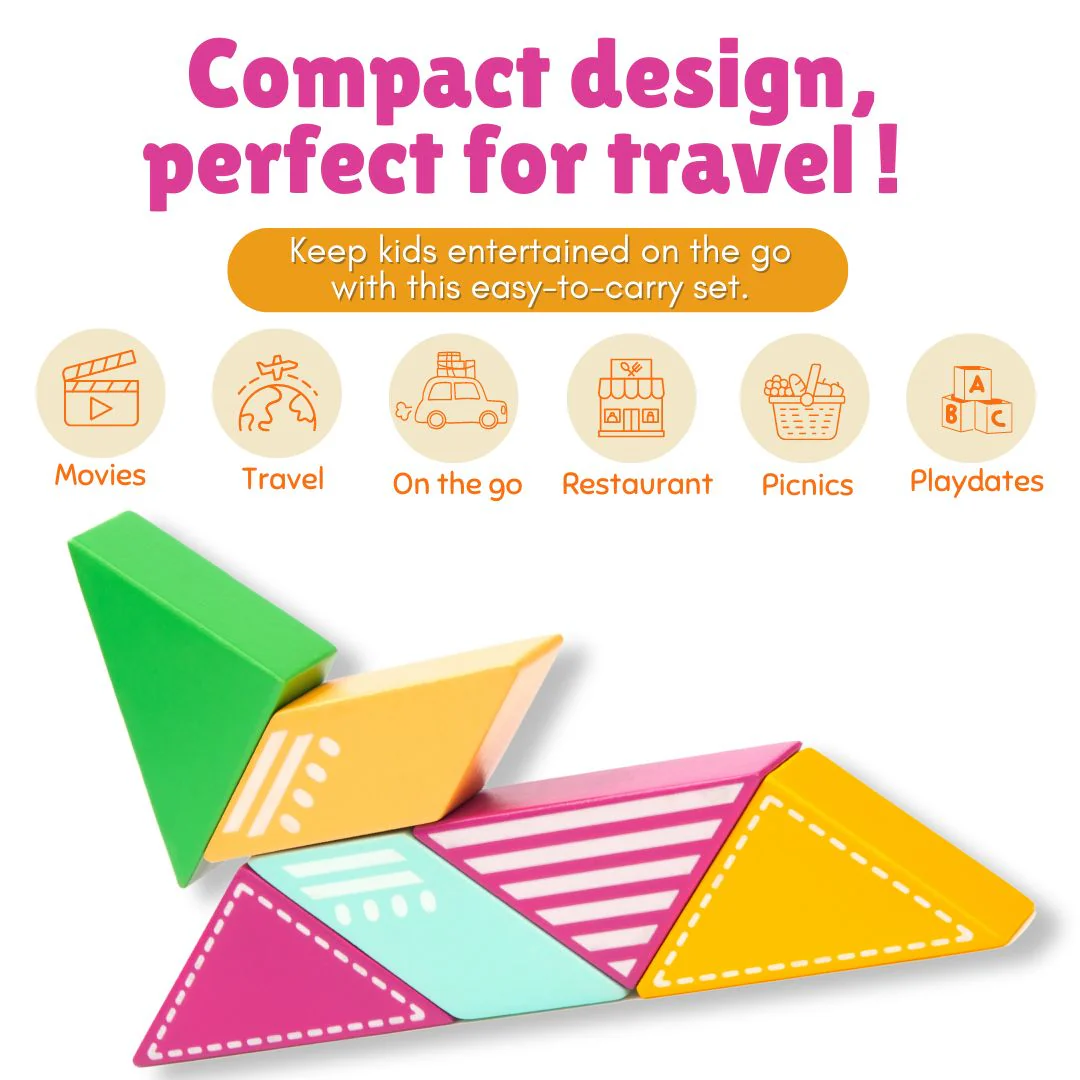 Cots and Cuddles 6pc Plane Design Magnetic Blocks Toy for Kids - Image 7