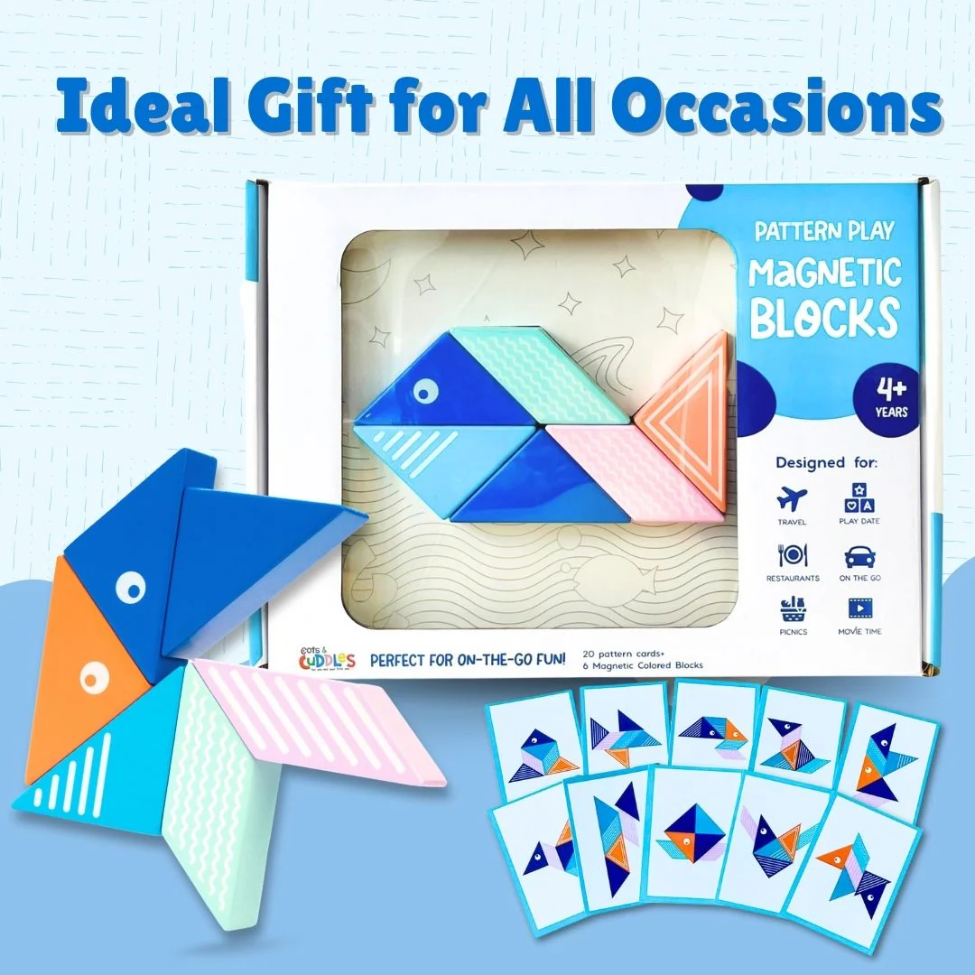 Cots and Cuddles 6pc Whale Design Magnetic Blocks Toy for Kids - Image 10
