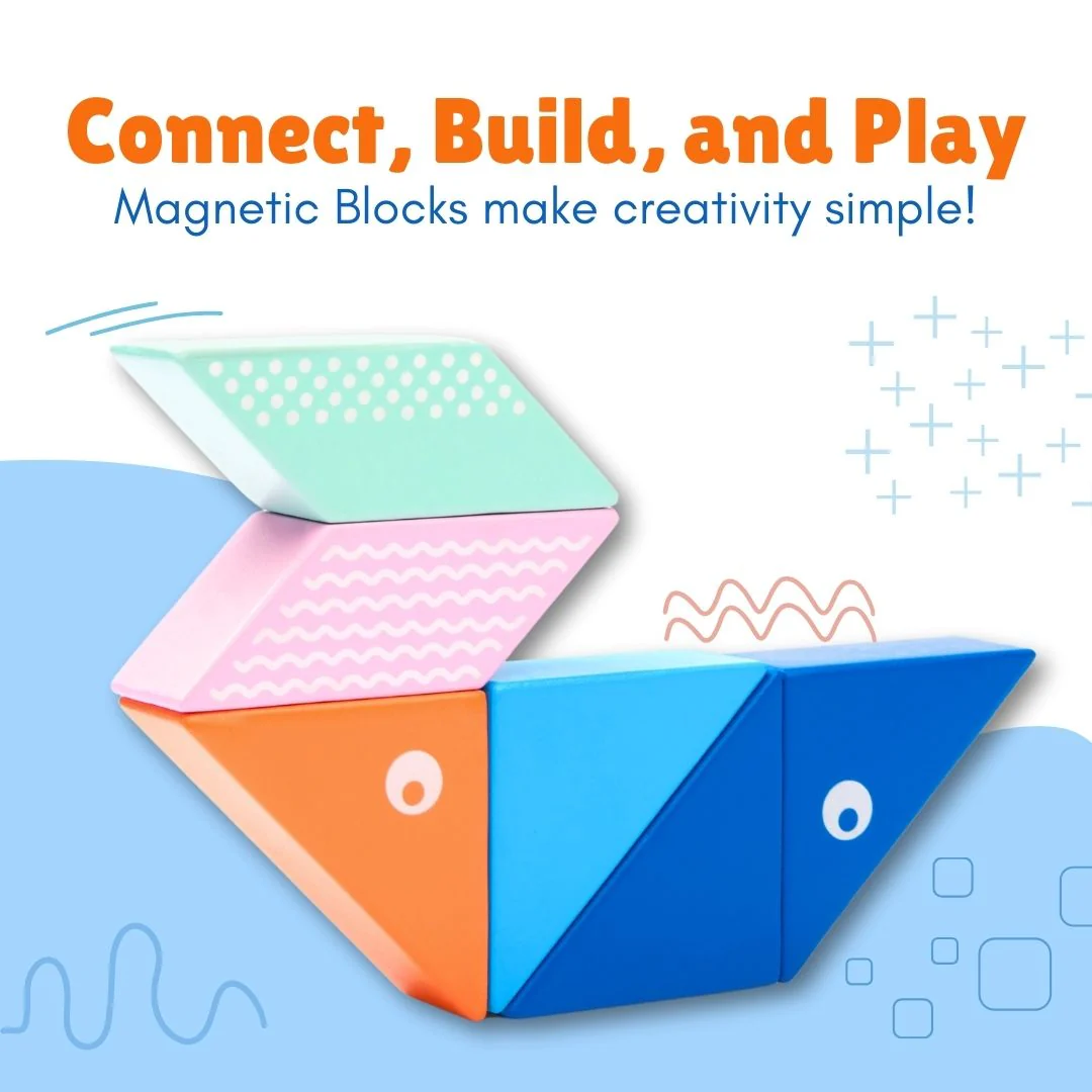 Cots and Cuddles 6pc Whale Design Magnetic Blocks Toy for Kids - Image 4