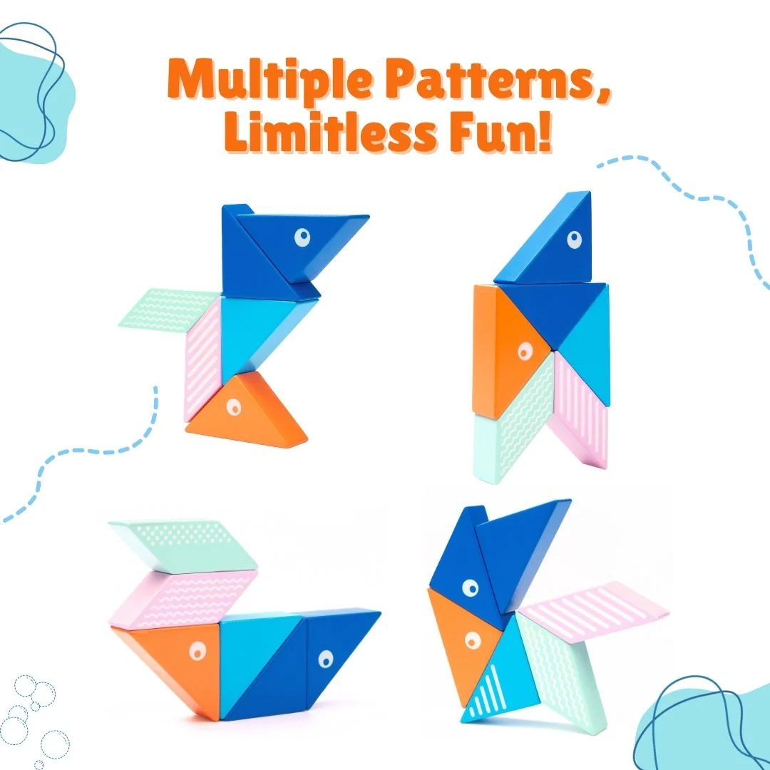 Cots and Cuddles 6pc Whale Design Magnetic Blocks Toy for Kids - Image 8