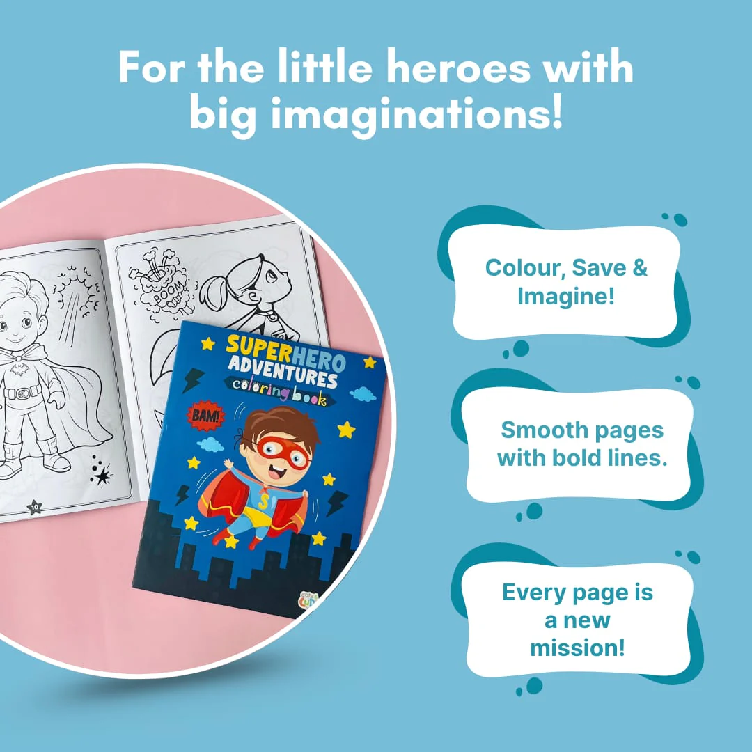 Cots and Cuddles Cartoon Colouring Book for Kids (Superhero) (Pack Of 5/10)(Prepaid Only) - Image 5