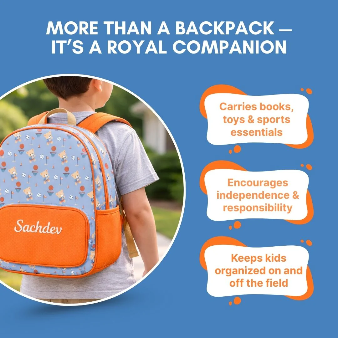 Cots and Cuddles Cute Sporty Bear Theme Printed Canvas Backpack for Kids (Customized) (PREPAID ONLY) - Image 3