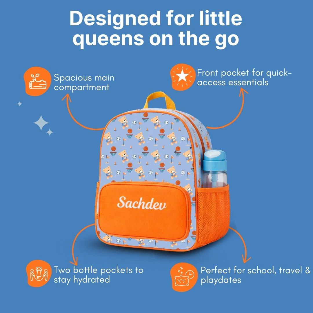Cots and Cuddles Cute Sporty Bear Theme Printed Canvas Backpack for Kids (Customized) (PREPAID ONLY) - Image 4