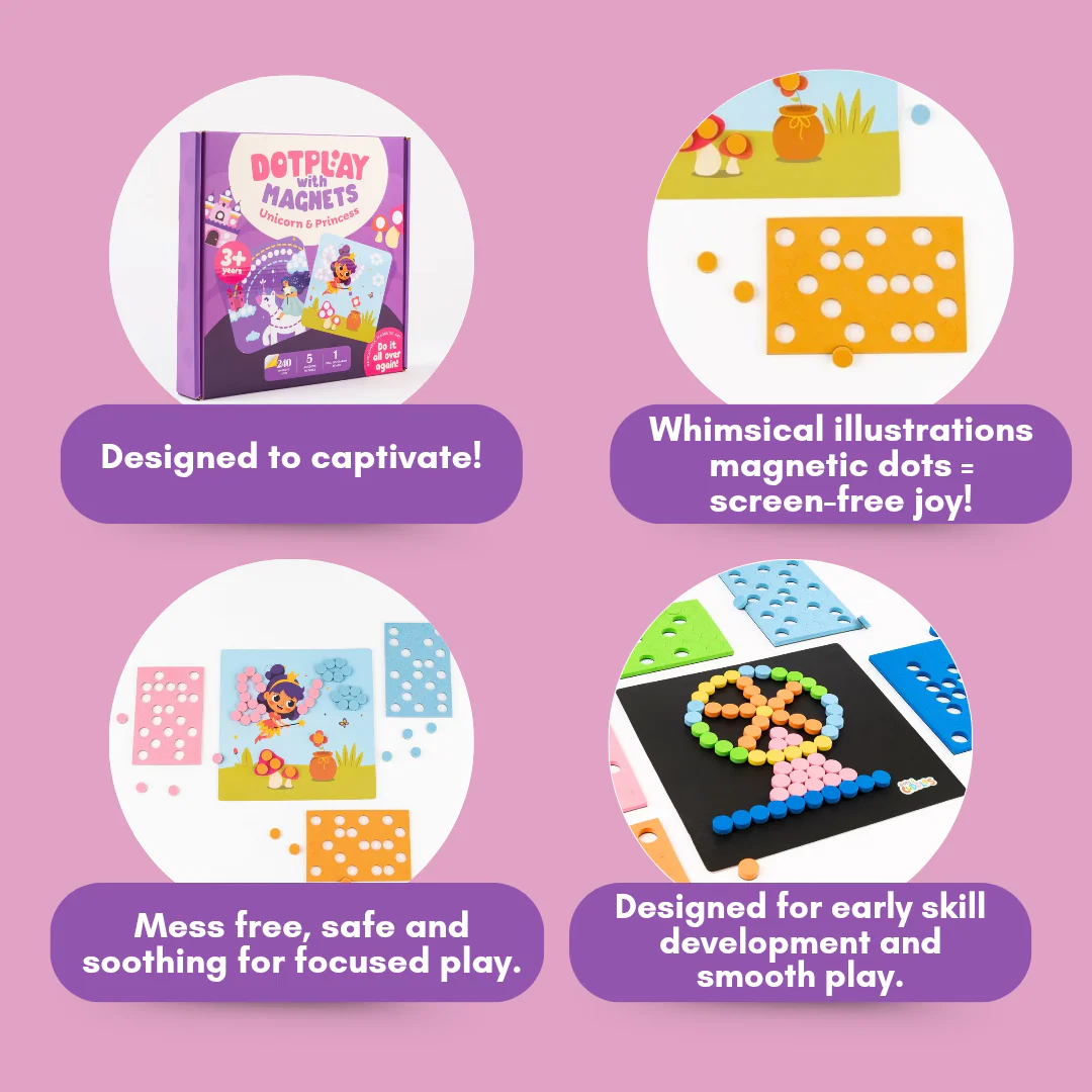 Cots and Cuddles Magnetic Dot Art – Unicorn & Princess Playset - Image 2
