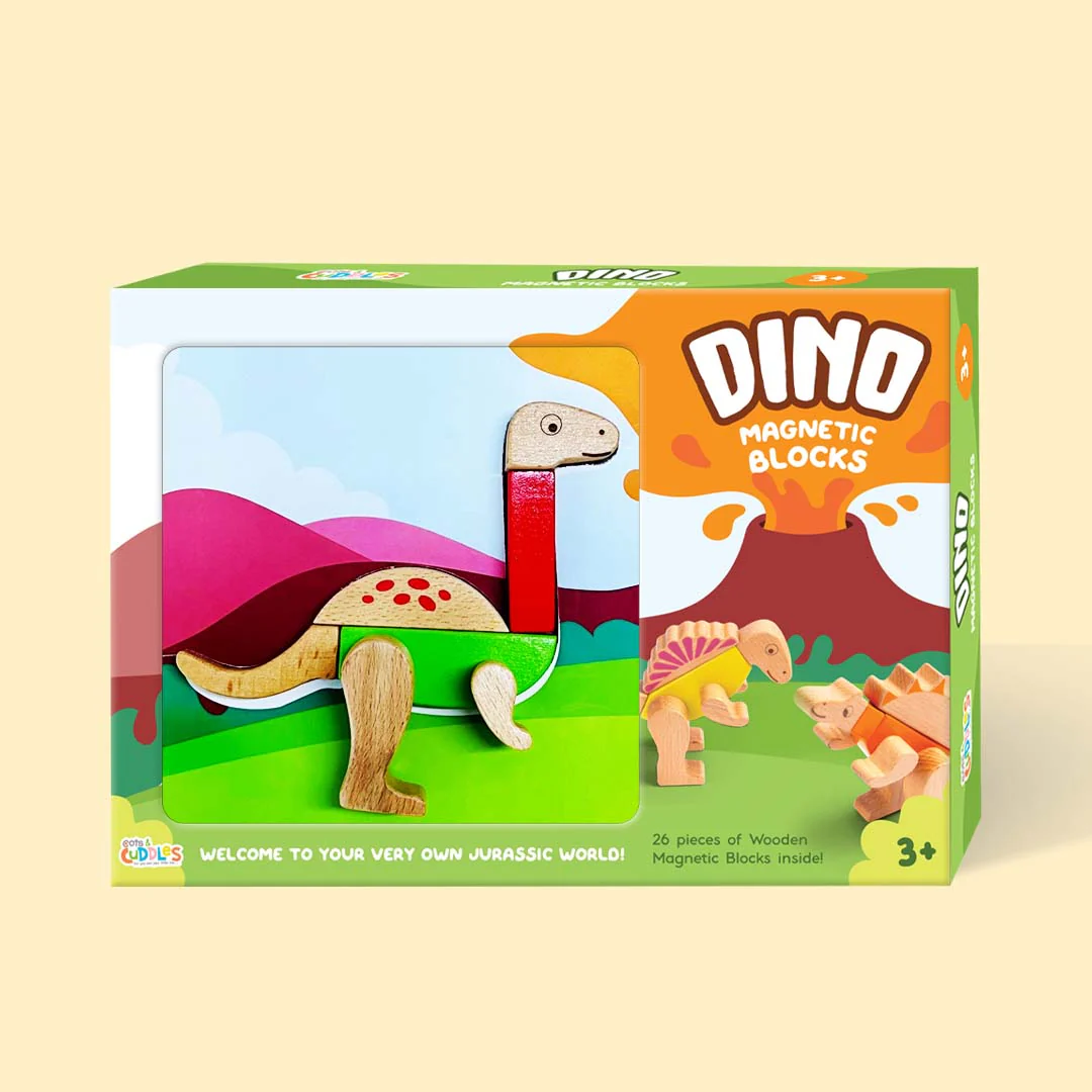 Cots and Cuddles Premium Quality Wooden Dino Magnetic Blocks 26pcs - Image 8