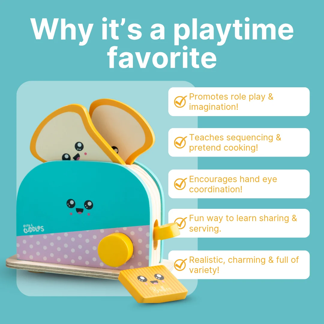 Cots and Cuddles Premium Quality Wooden Bread Toaster Toy for Kids - Image 7