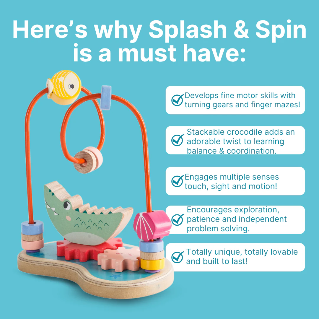 Cots and Cuddles Wooden Splash & Spin Gear and Maze Board - Image 5
