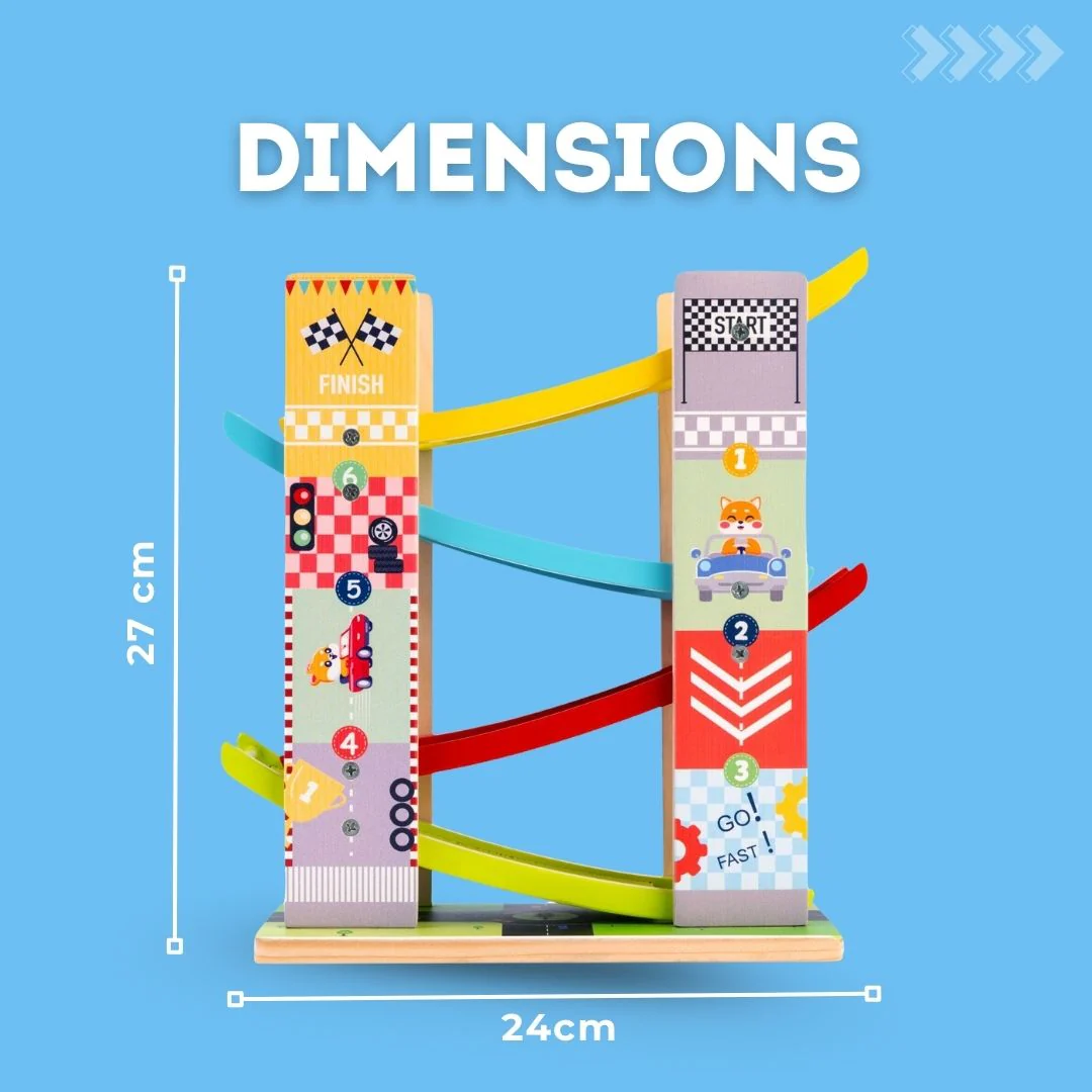 Cots and Cuddles Wooden 4 Level Sliding Car Track Toy for Kids Age 3+ - Image 3