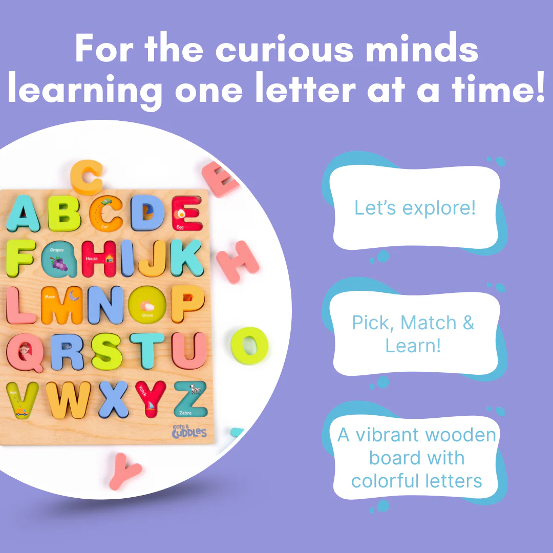 Cots and Cuddles Wooden Alphabet Board for Kids Age 1+ - Image 4