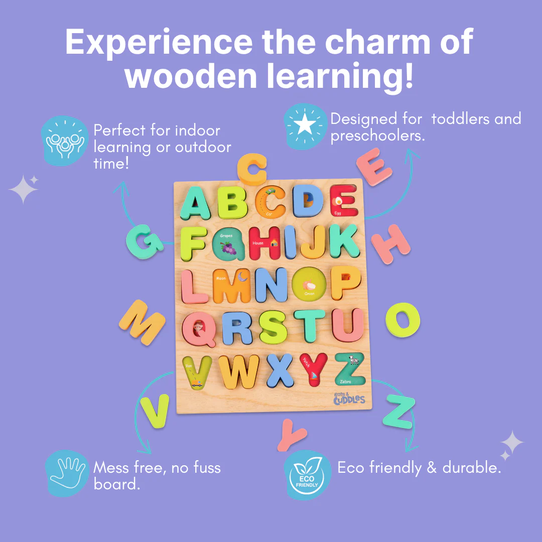 Cots and Cuddles Wooden Alphabet Board for Kids Age 1+ - Image 7