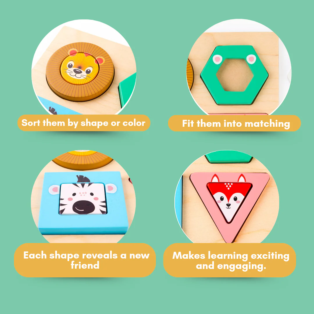 Cots and Cuddles Wooden Animal Design Stack and Sort (Little Roars) - Image 2