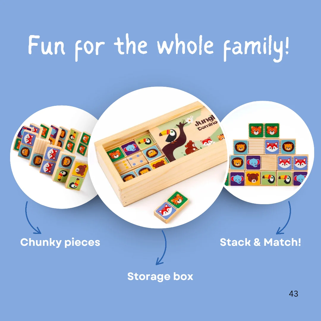 Cots and Cuddles Wooden Animal Faces Dominoes for kids - Image 6