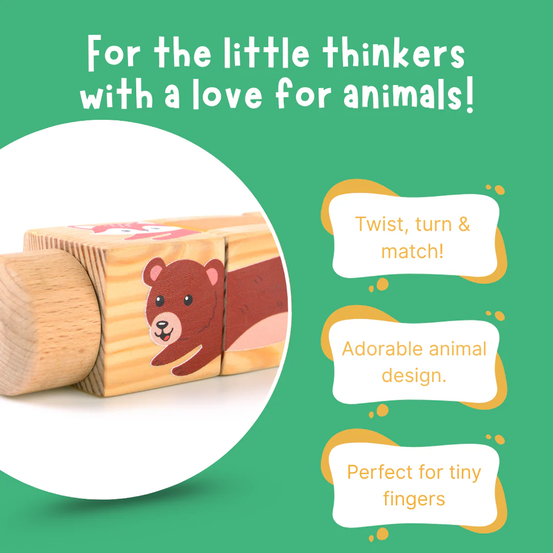 Cots and Cuddles Wooden Animal Rotate & Match Puzzle - Image 4