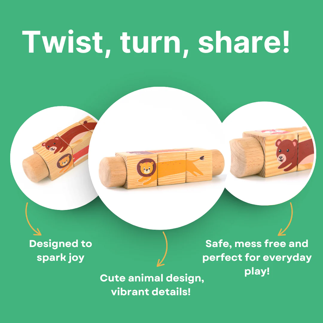 Cots and Cuddles Wooden Animal Rotate & Match Puzzle - Image 6