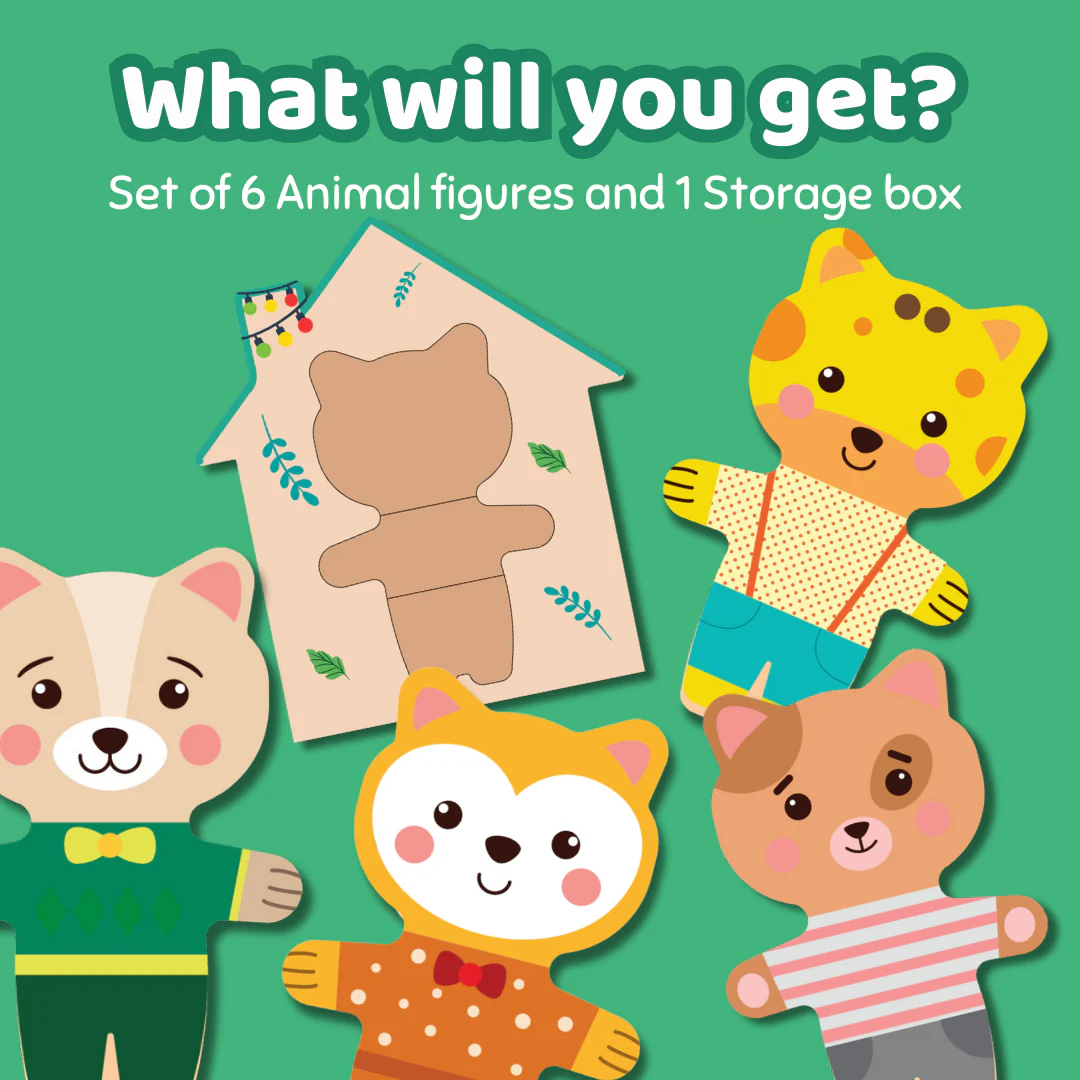 Cots and Cuddles Wooden Animals Zoo Crew Mix & Match Dress Up Game for Kids Age 2+ - Image 3