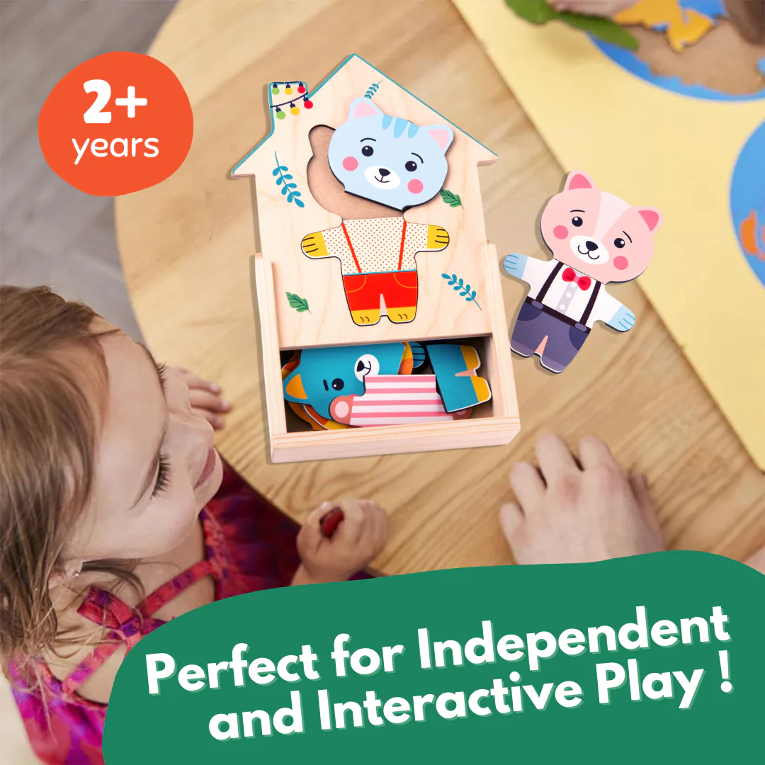 Cots and Cuddles Wooden Animals Zoo Crew Mix & Match Dress Up Game for Kids Age 2+ - Image 5
