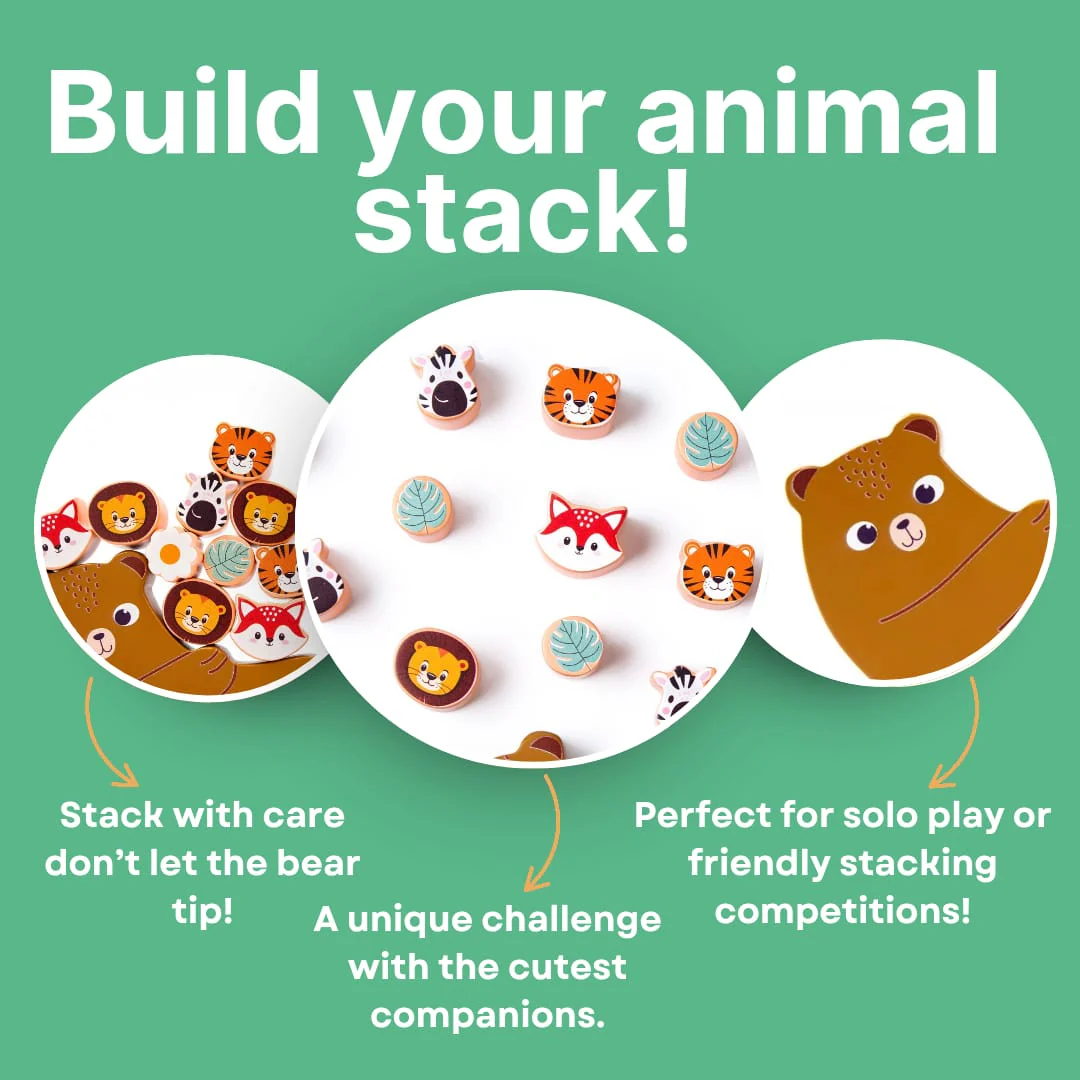 Cots and Cuddles Wooden Animals on Bear Balancing Toy for kids 3+ - Image 5