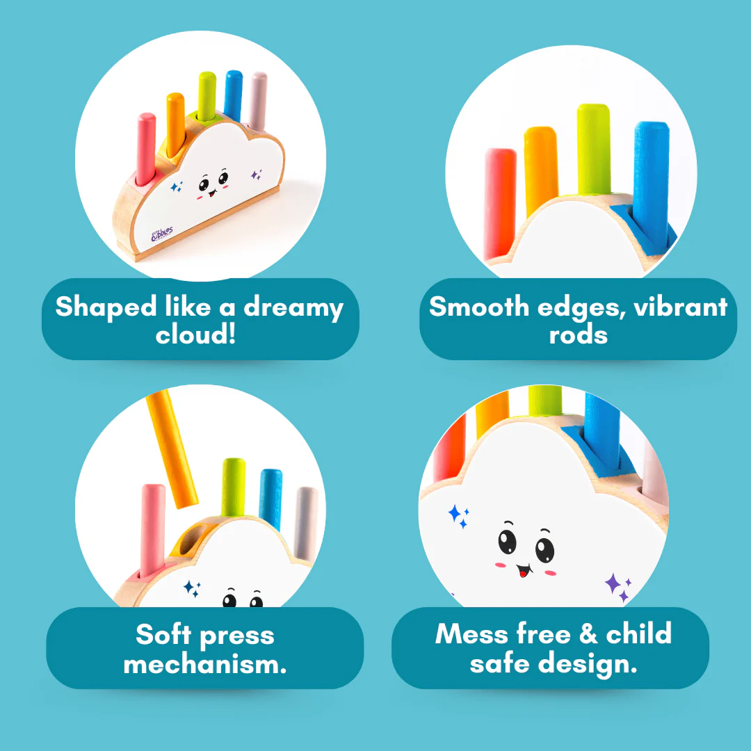 Cots and Cuddles Wooden Cloudy Pop Up Toy for Kids - Image 3