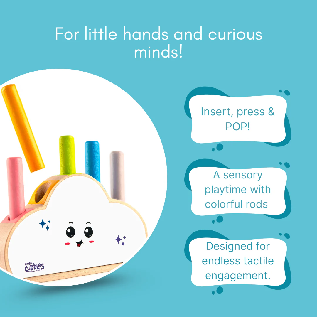 Cots and Cuddles Wooden Cloudy Pop Up Toy for Kids - Image 4