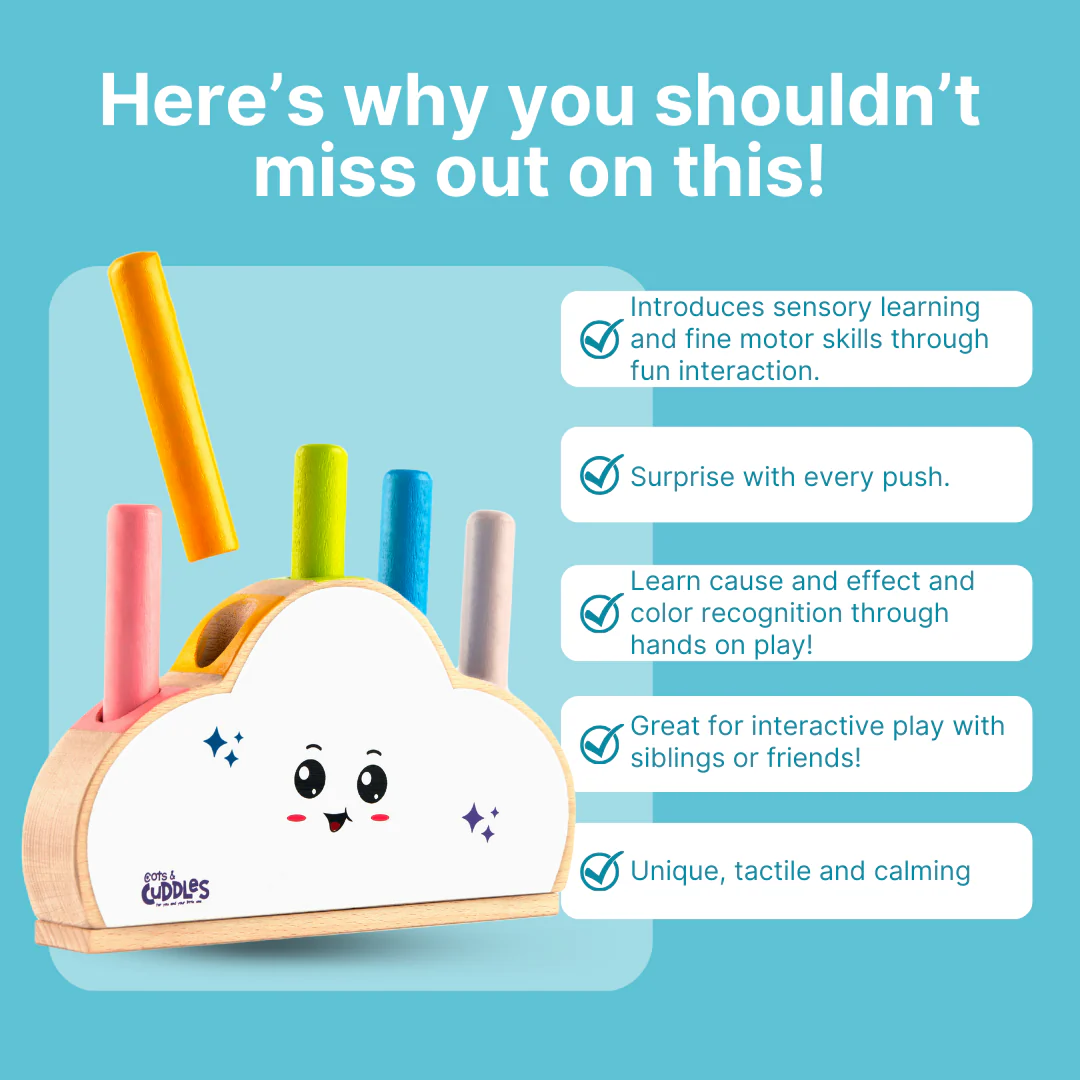 Cots and Cuddles Wooden Cloudy Pop Up Toy for Kids - Image 5