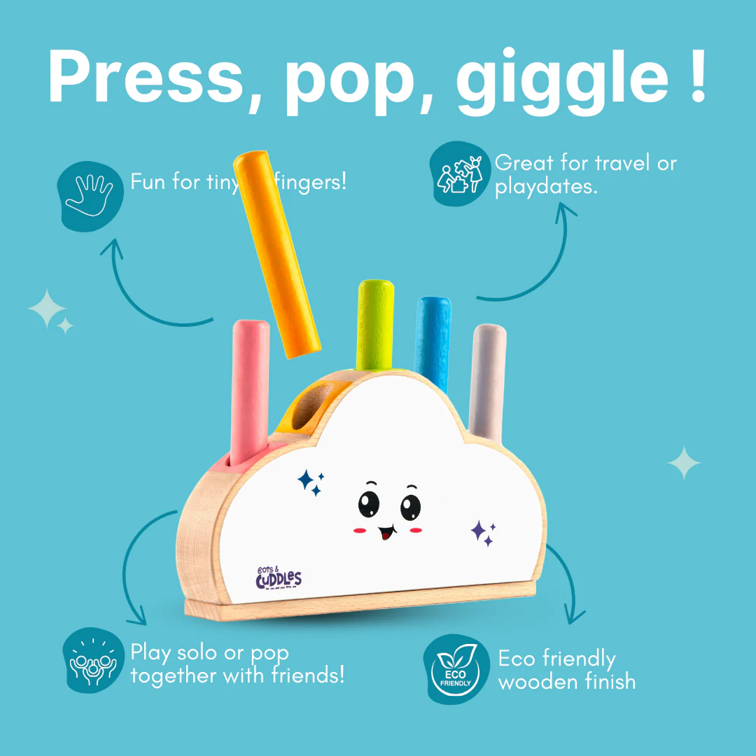Cots and Cuddles Wooden Cloudy Pop Up Toy for Kids - Image 7