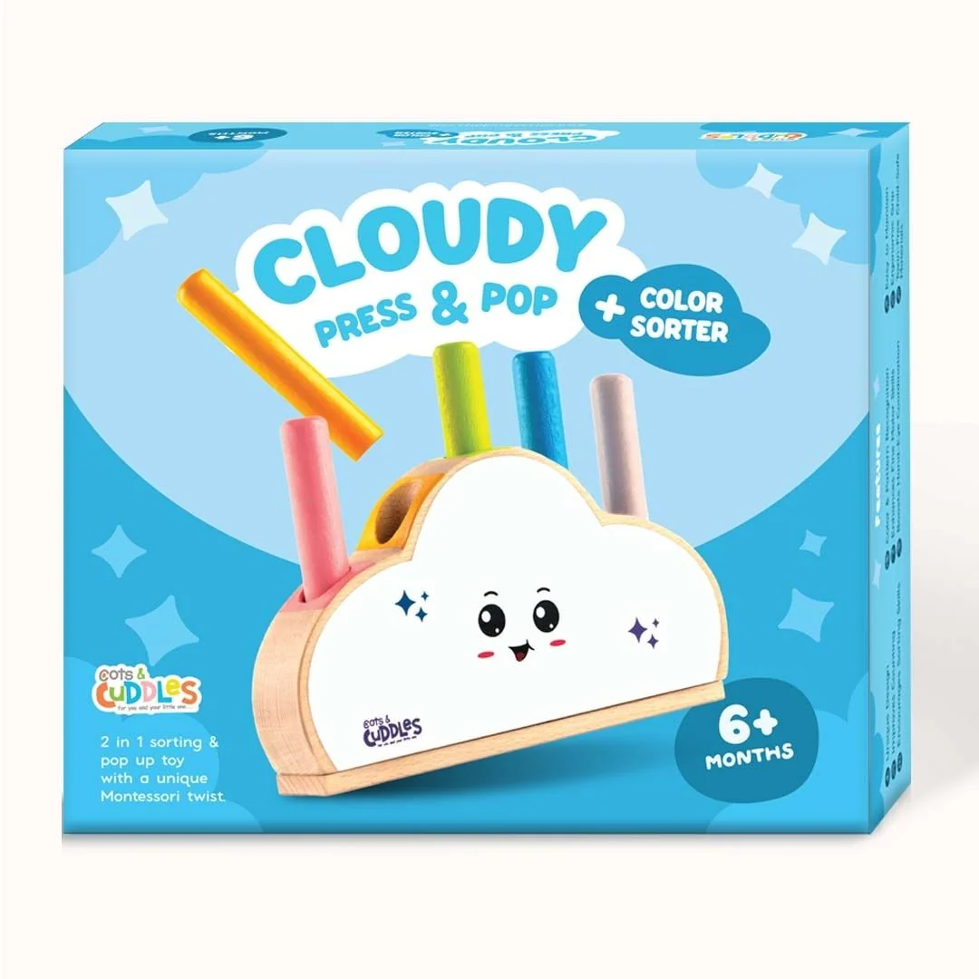 Cots and Cuddles Wooden Cloudy Pop Up Toy for Kids - Image 8