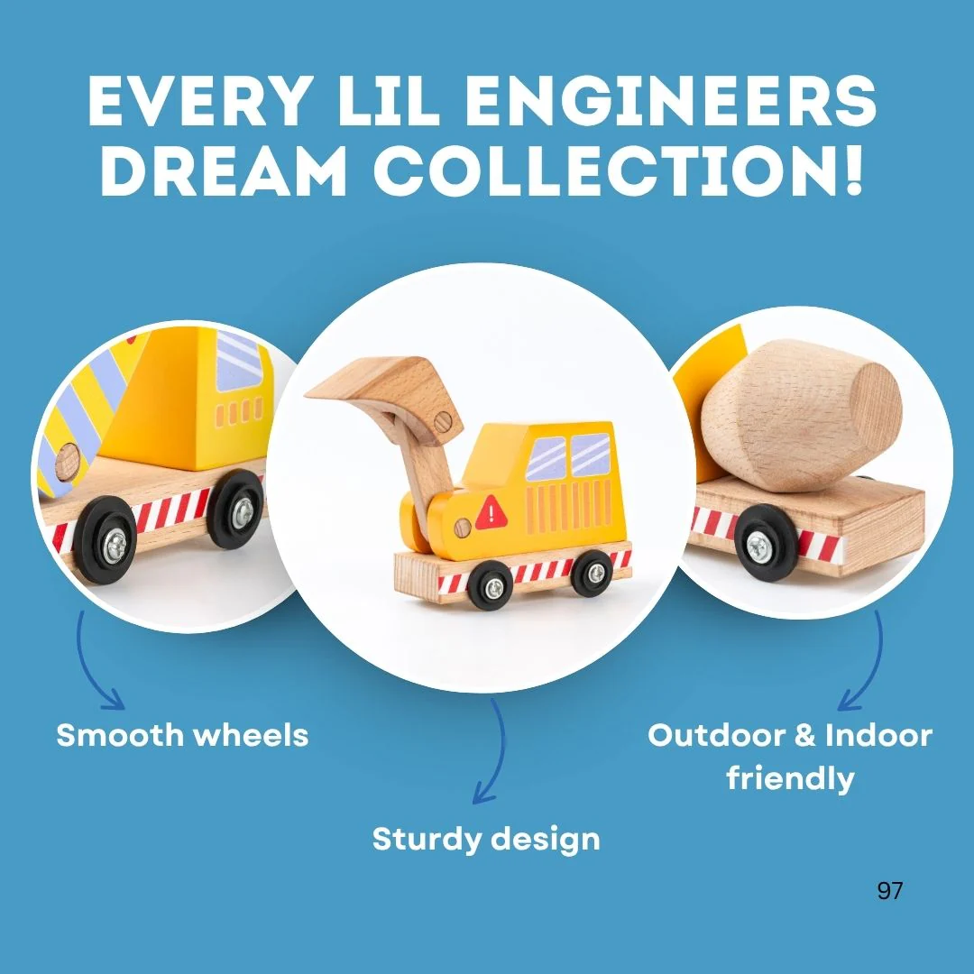 Cots and Cuddles Wooden Construction Vehicle Set for Kids - Image 6